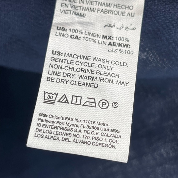 Chico's Womens Drawstring Hem 3/4 Sleeve Linen Jacket Lightweigh Blue Size 16/18 - Picture 7 of 10